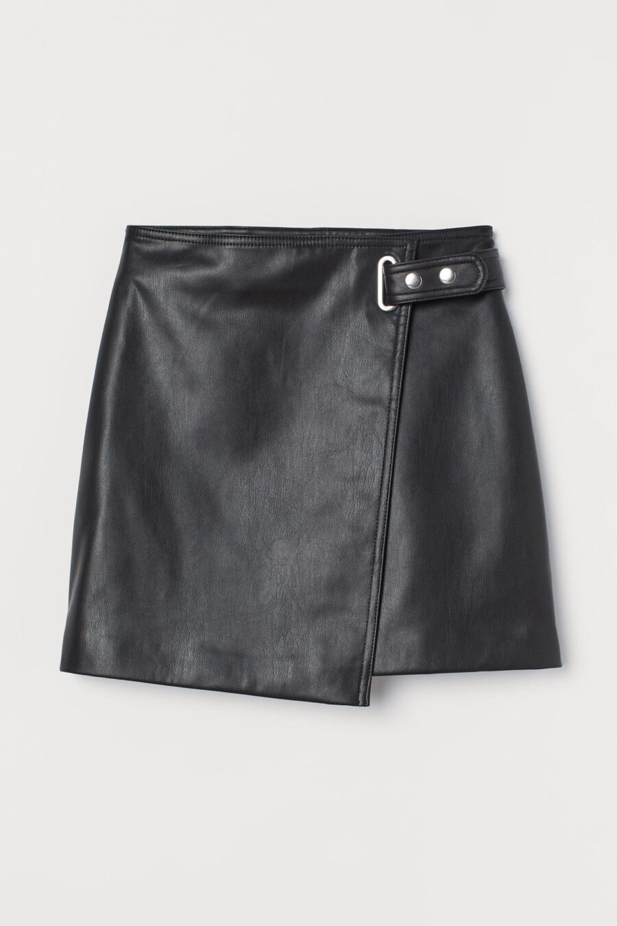 Faux Leather Wrapover Skirt - Image 3