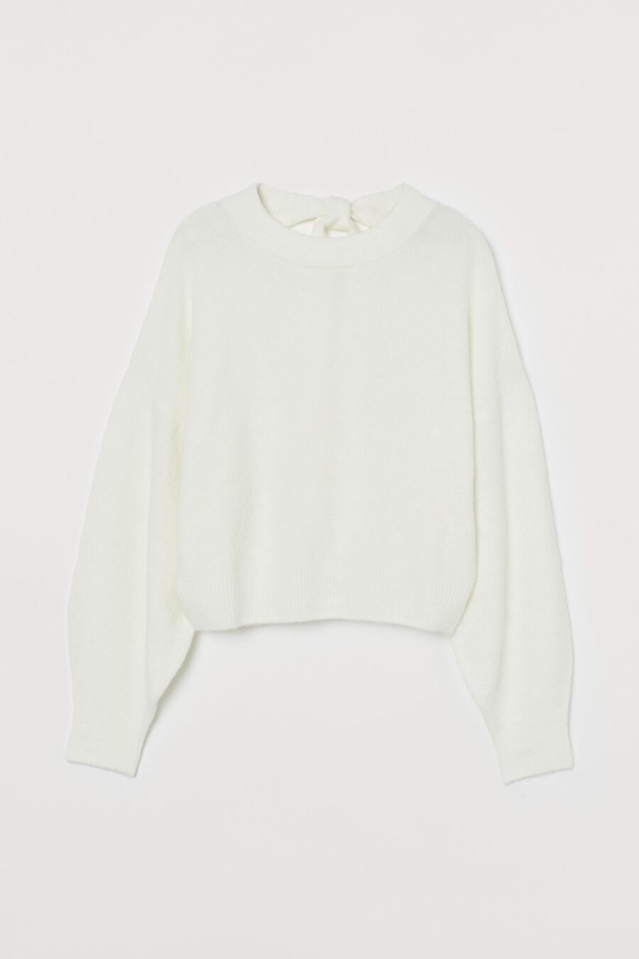 Tie-detail White Knit Sweater - Image 3